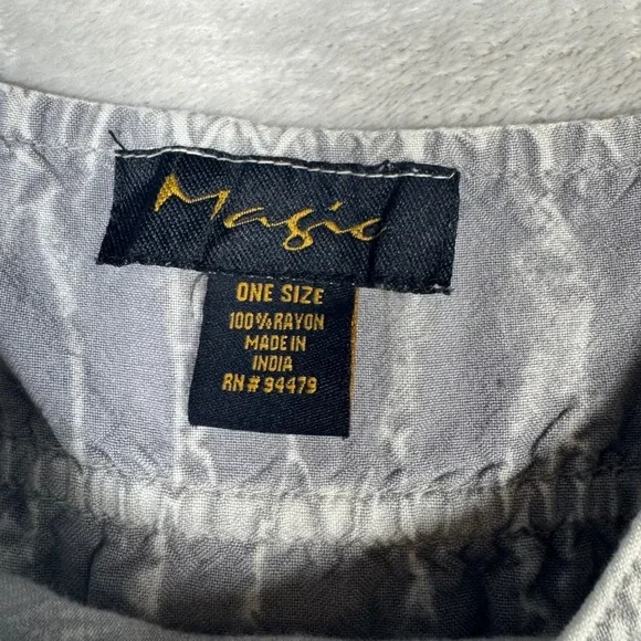 Magic One Size - S Rayon Embroidered Maxi Dress Sleeveless Gray Bohemian‎ Casual - Picture 7 of 14